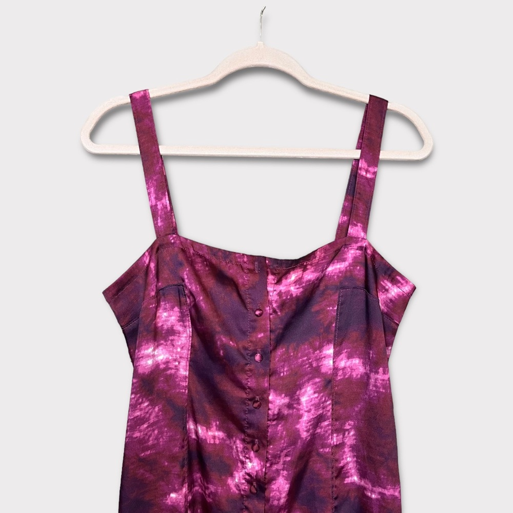 CINQ A SEPT Tie Dye Alexa Dress Size 6 Slip Dress Purple Long Maxi Satin - Picture 2 of 12